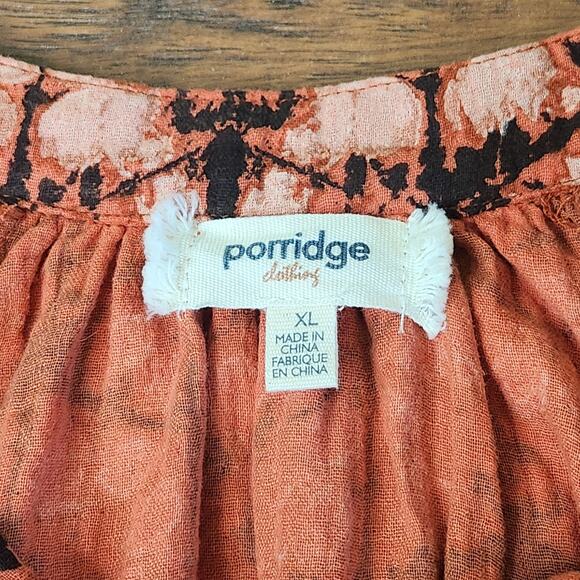 Anthropologie x Porridge Elisabeth Peasant Blouse Size XL Rust Ikat Boho Top - Picture 4 of 7